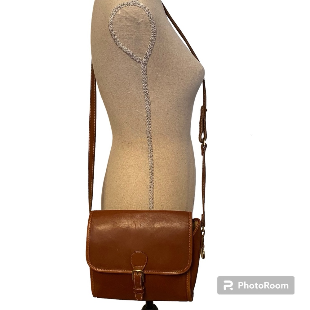 BRAHMIN BAG CROSSBODY SHOULDER BROWN LEATHER SNAP FLAP GOLD HARDWARE VINTAGE